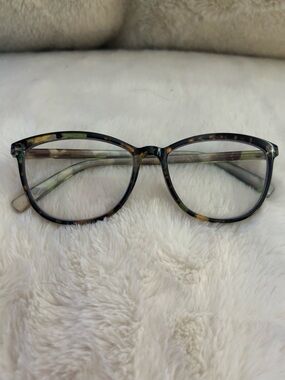 Peepers Tortoiseshell Rounded Square Eyeglasses - Green & Brown Accents